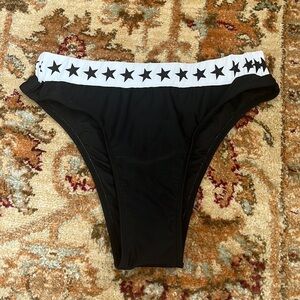 Motel Rocks Black White Star High Rise Bikini Bottom M